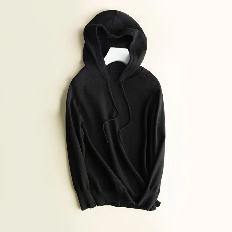 Новинка, Женская однотонная толстовка с капюшоном - Цвет: black