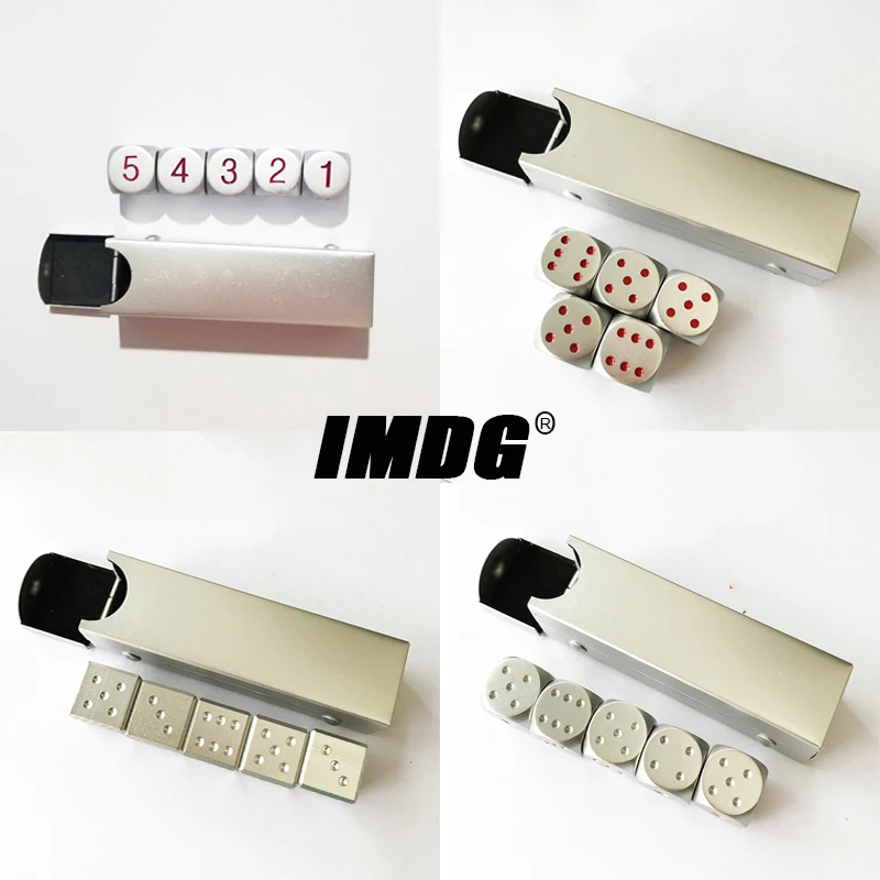 

5pcs/set New Metal Dice 16mm Silver Round Corner High Quality Boutique Game Dice