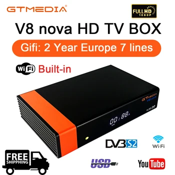 

1080P HD DVB-S2 GTmedia V8 Nova Cccam Cline satellite TV receiver with built-in WIFI power provided by Freesat V8 2 Years Cline