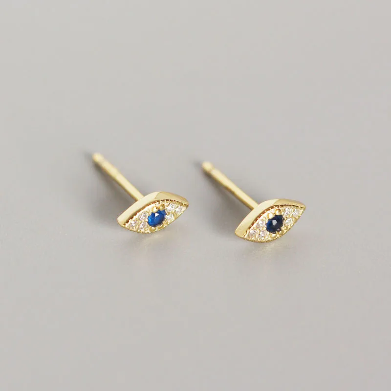925 Sterling Silver Pavé Zircon Blue Evil Eye Stud Earrings Women Classic Temperament Wedding Jewelry Accessories - Image 4