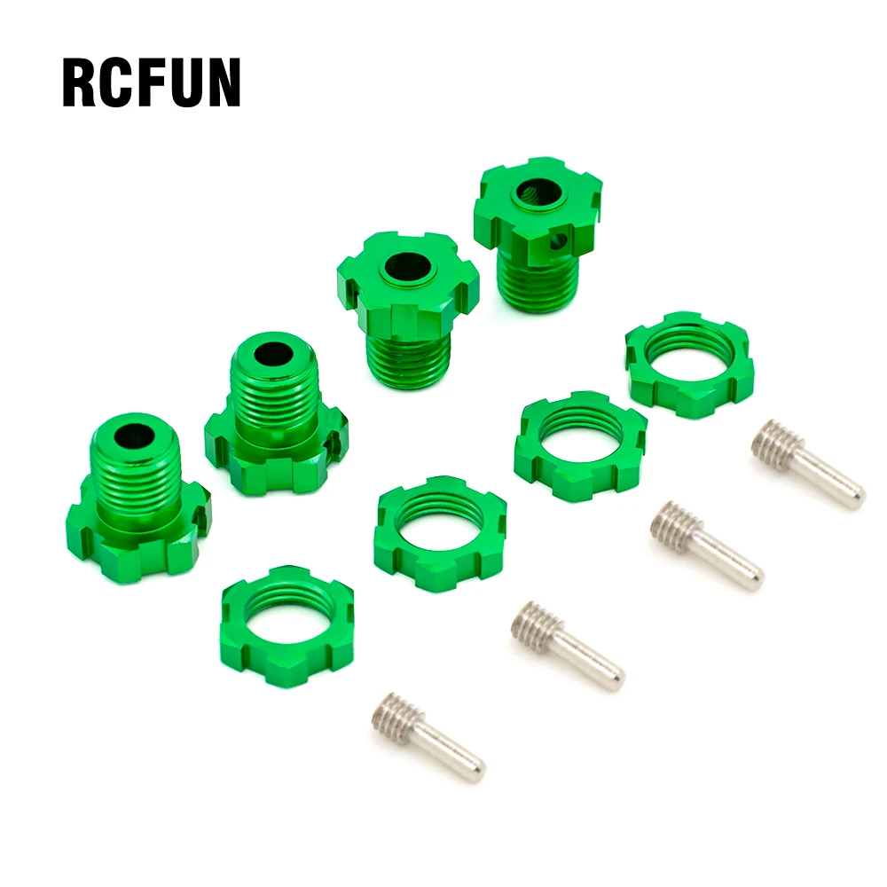 4Pcs Traxxas Alluminio 17 Millimetri Scanalato Ruota Hub Set Verde Per E-Maxx E-Revo Revo Summit T-Maxx