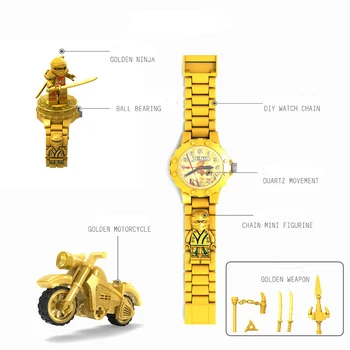 

New Constructors Enlighten Phantom Ninja Watch with Gloden Master Minifigure Building Blocks Bricks Toys for Boys Children Gifts