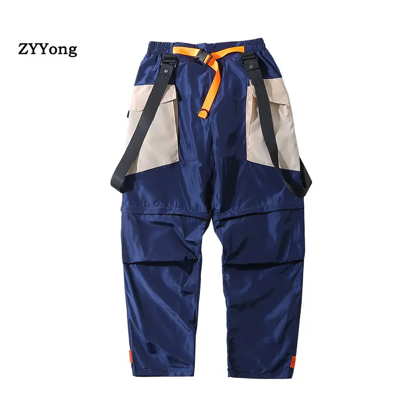 

Ankle Length Trousers With Pocket Jogging Pants Jumpsuits Can be Disassembled into Shorts Men's Hip-Hop Track Pants
