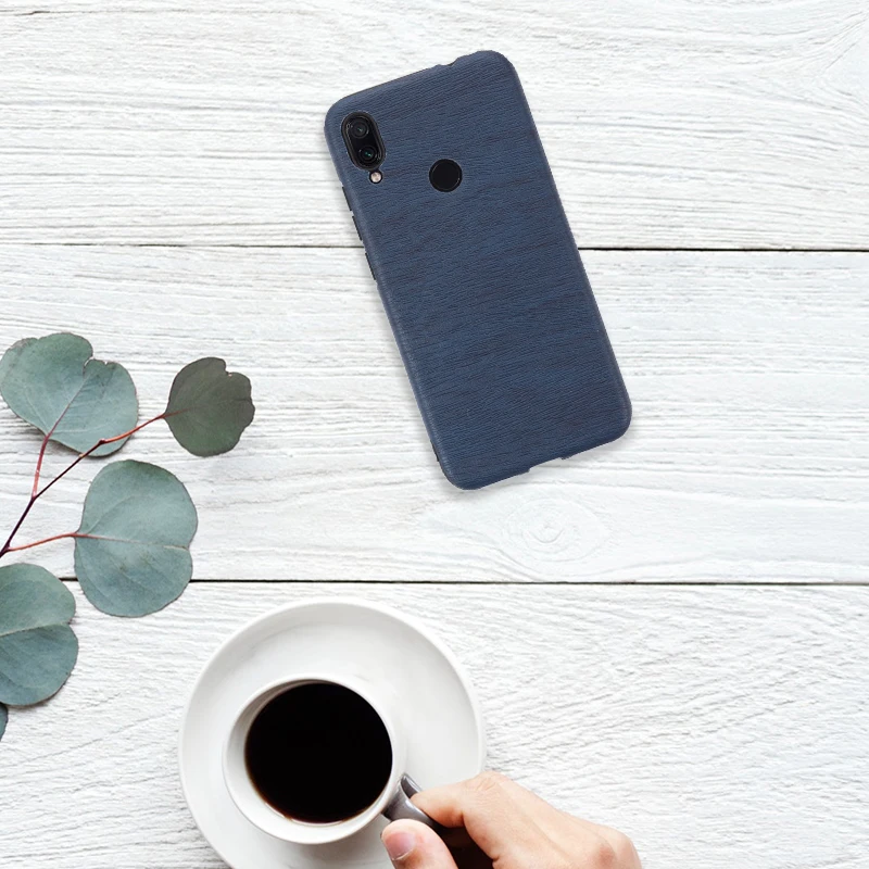 Кожаный чехол с текстурой древесины для Xiaomi Redmi Note 7 7S мягкий силиконовый Pro