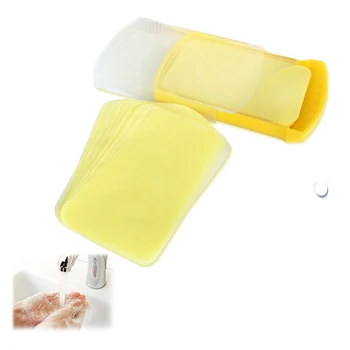 

50pcs Travel Soap Paper Disposable Soap Paper Portable Hand Washing Slice Sheets Mini Soap Paper Random Color