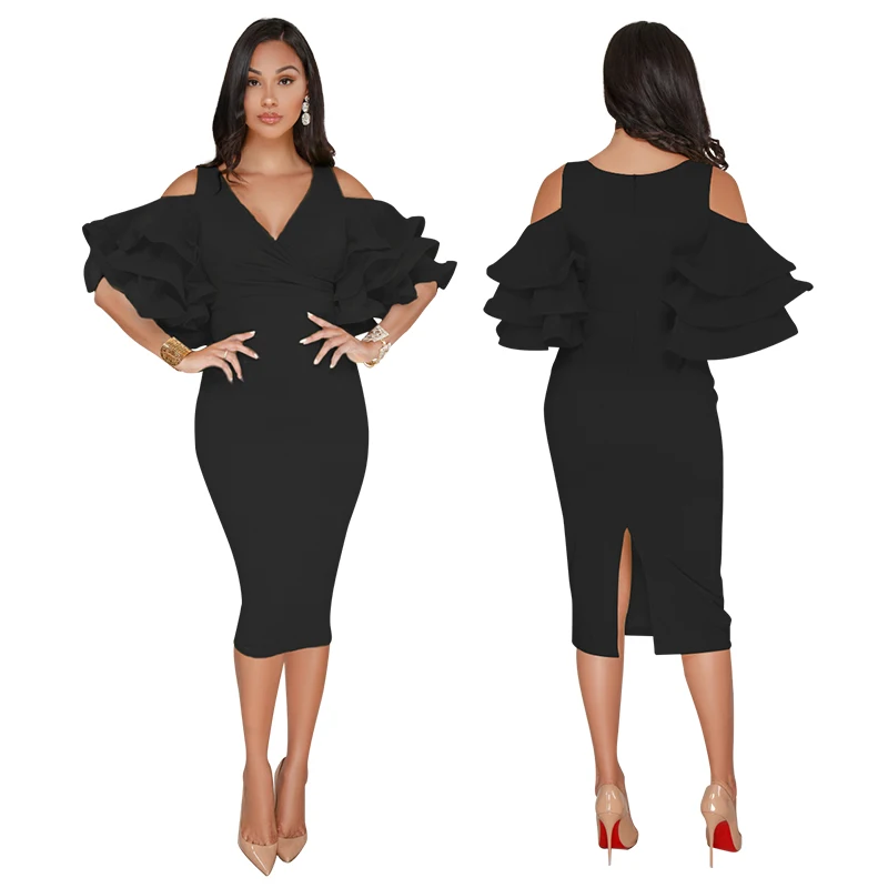 Новое модное элегантное женское платье большого размера в африканском стиле - Цвет: Черный