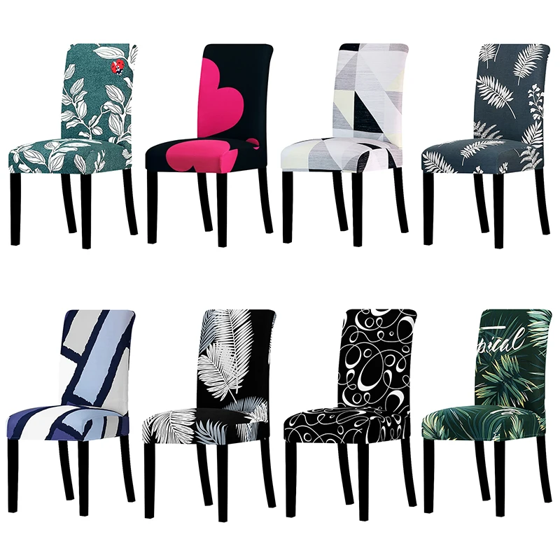 Printed Flower Chair Cover Stretch Washable Covers Chairs For Kitchen Spandex Dining Room Christmas Home Decoration | Дом и сад
