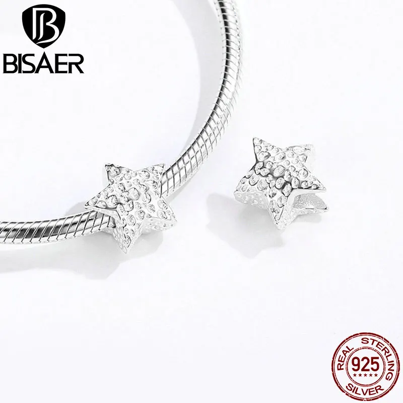 

BISAER Genuine 925 Sterling Silver Heart Shape Beads Charms Fit For Women Bracelets Sterling Silver 925 Jewelry Making HSC1246