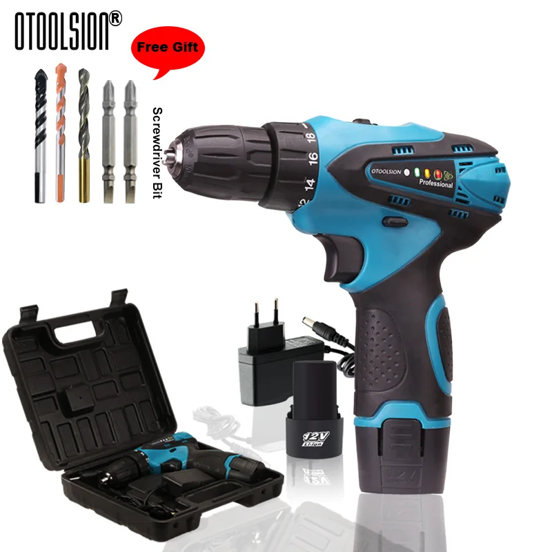 Dual Speed Drill Screwdriver 12V Battery Screwdriver Electric Tools Electric Cordless Drill With Tool Box 5 Pieces Drill Bits (8)