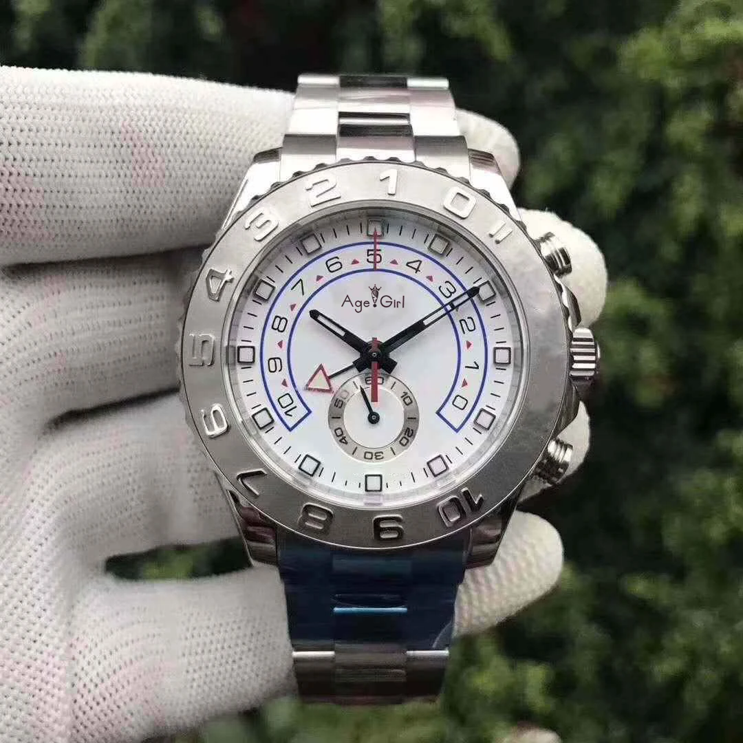 Роскошные брендовые Новые Мужские автоматические механические часы GMT светящиеся керамические синие Серебристые серые Безель сапфир розовое золото белые часы - Цвет: Silver
