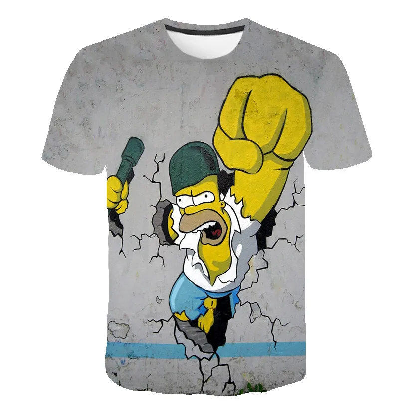 

2019 new Simpsons 3D printed T-shirts children's with round collar and short sleeves summer kid's funny camiseta sportswear gym