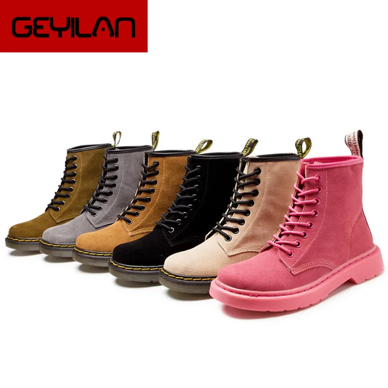 

Lace-Up Spring Round Toe Genuine Leather Women Shoes Unisex Wedges Ankle Boots Fashion Female Boots Big Size 44 45 46