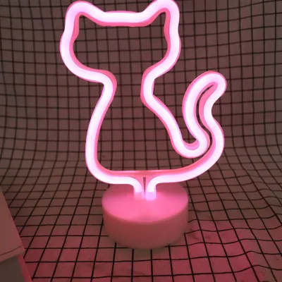 Ins креативный Фламинго USB светодиодный неоновый ночник Единорог ночник двухсторонний Рождественский светодиодный подарок на Хэллоуин - Испускаемый цвет: Розовый