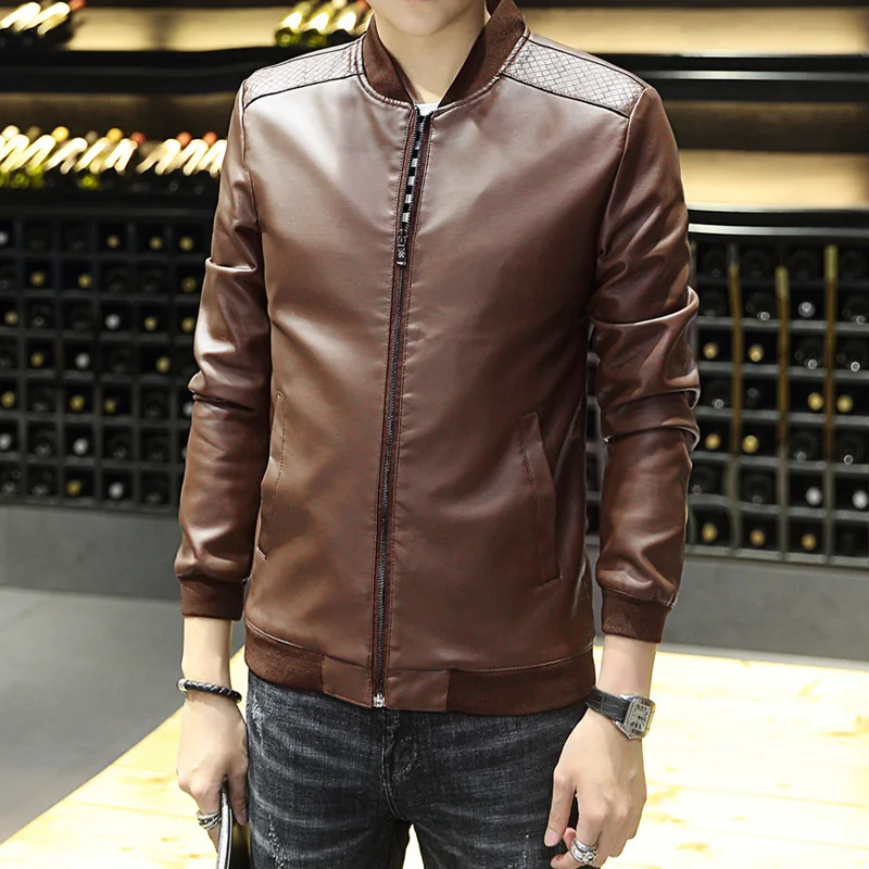 New Products Autumn And Winter Men'S Wear Fashion Man Jacket Youth Slim Fit PU Leather Men's Casual Coat Kw-w217