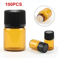 100 шт. многоразове Атомайзеры пустая бутылочка янтарного цвета Стекло ароматерапия адаптер эфирное масло контейнер 2 мл Путешествия контейнер для косметических средств бутылки