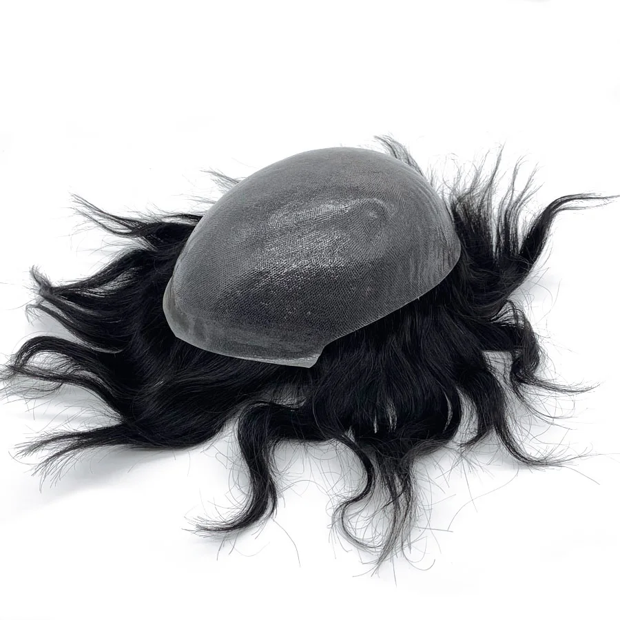 Top Quality Double Knot Skin Base Soft Touch Indian Remy Human Hair Strong Knot Mens Toupee