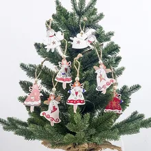 Санта Клаус деревянный Рождественский кулон-венок с креативным бантиком с колокольчиком деревянные углы подвесная тарелка Рождественская елка подвесное украшение