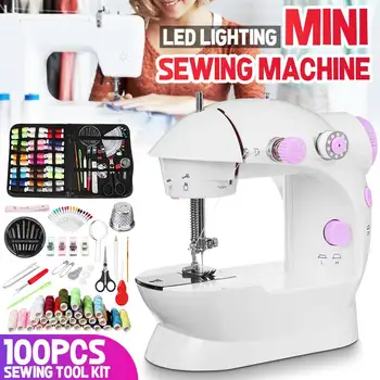 

Mini Portable Sewing Machine Electric Stitch Sewing Machine Double Thread And Speed Household Knitting Machine with LED Light