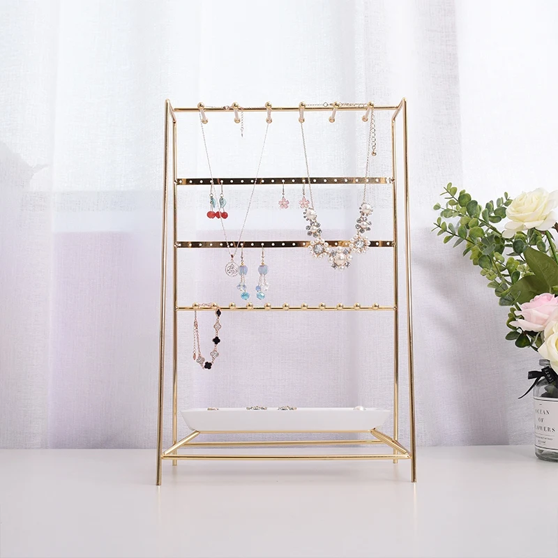 

Hot New Metal Electroplating Earrings Pendant Chain Display Frame Jewelry Display Holder Ring Earrings Display Tray