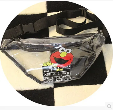

Europe And America New Style Wallet Summer Playful Complex American-Style 1970s Sesame Street Transparent Wallet Bag Small Shoul