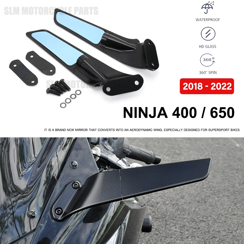 

2018 2019 2020 2021 2022 для Kawasaki Ninja NINJA 650 400 мотоциклетные зеркала заднего вида, ветровое крыло, Регулируемые вращающиеся боковые зеркала