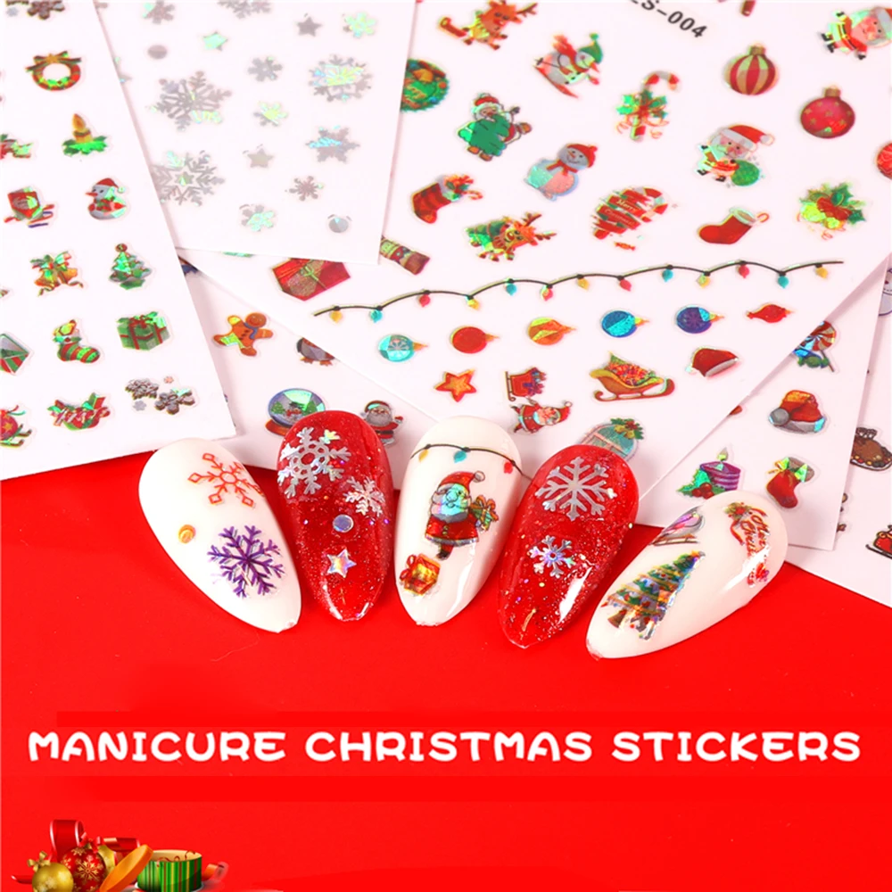 1Pcs Nail Stickers for Christmas Self-Adhesive Decals Water Transfer DIY Tools Art Manicure Decorations Women Kids | Красота и