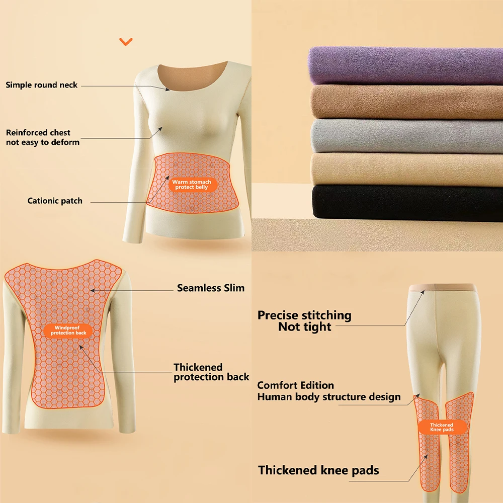 2021 Sexy Thermal Underwear Women Winter Clothes Seamless Warm Intimates Long Johns Heat Pack Women 2 Piece Sets lingerie Set