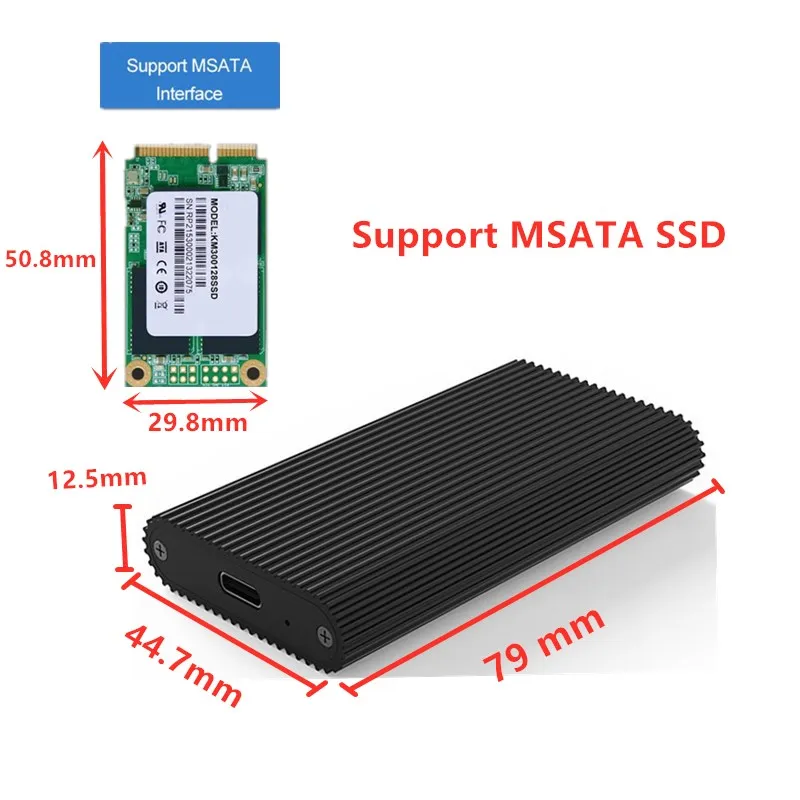 SSD Enclosure Type C to Type C Support 2242/2260/2280/msata M.2 case NGFF B key Slot SSD Aluminum Case For Solid State Disk usb external hard drive enclosure HDD Box Enclosures