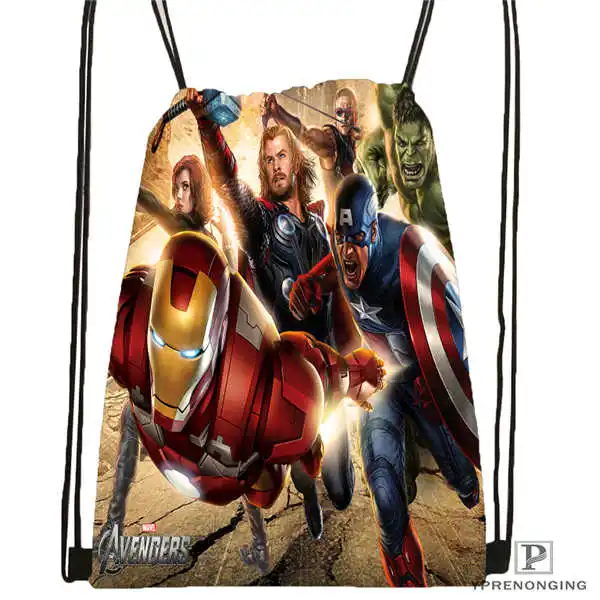 Drawstring Backpack Пользовательский Человек-паук Мстители походная сумка на шнурке милый рюкзак для детей(черная спинка) 31x40 см#180531-04-06 - Цвет: Drawstring Backpack