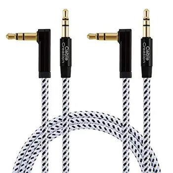 

3.5mm Auxiliary Cable [2-Pack], CableCreation Right Angle Male to Male Aux Cable with 24K Gold Plated & Soft Cotton Braided
