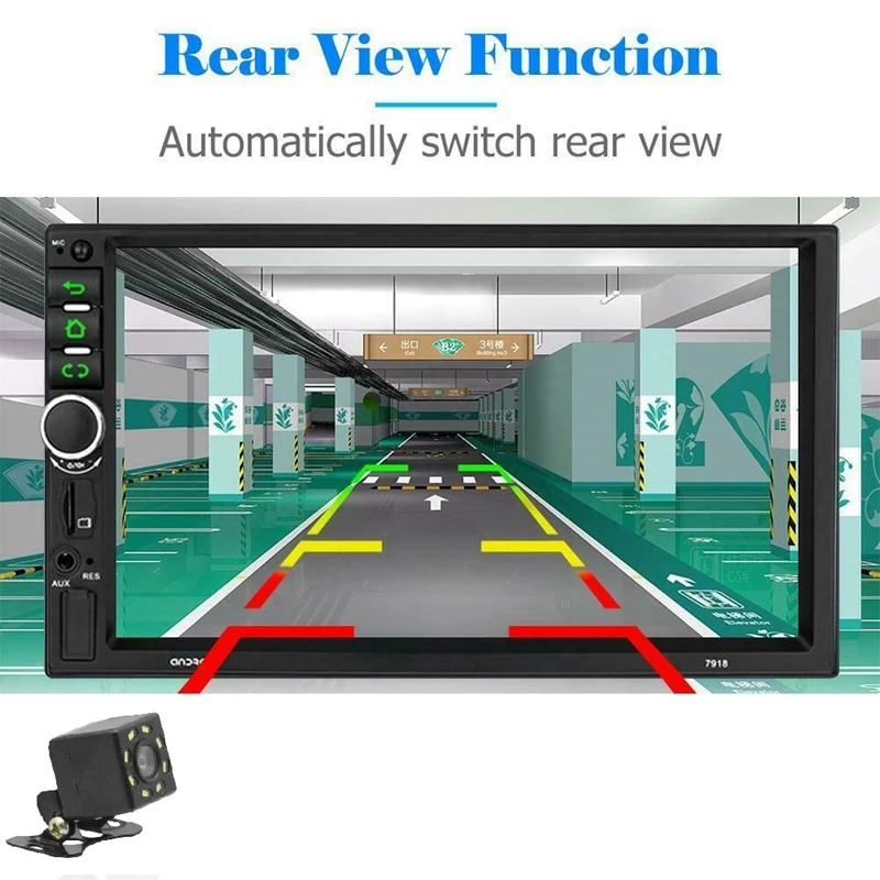 2 Din Android 8,1 стерео 7 дюймов gps Navi MP5 плеер двойной WiFi четырехъядерный BT с камерой, 7918