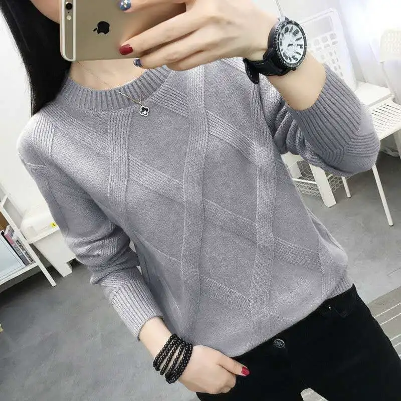 thumbnail image 1 of Fdfklak 2024 Nuevo suéter de otoño e invierno para mujer, jersey holgado con giro, suéteres gruesos con parte inferior holgada, ropa exterior para mujer S-3XL, 1 of 5