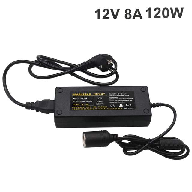 Adaptateur d'alimentation pour voiture, convertisseur ca/cc 110V/ 240V à  12V 15a, 160w, prise allume-cigare, transformateur ca/cc - AliExpress