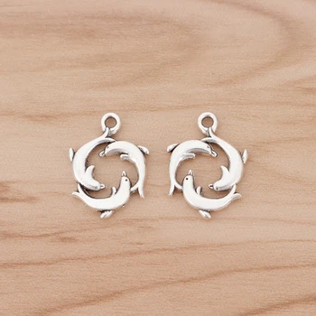 

30 Pieces Dolphins Sealife Charms Pendants Beads for Jewellery Making Findings 20x16mm