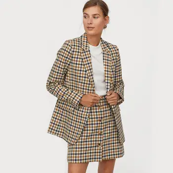 

Women Plaid Blazer 2020 New Spring Temperament Small Suit Casual Jacket Office Lady Coat Lapel Loose Chic Party Female Wholesale