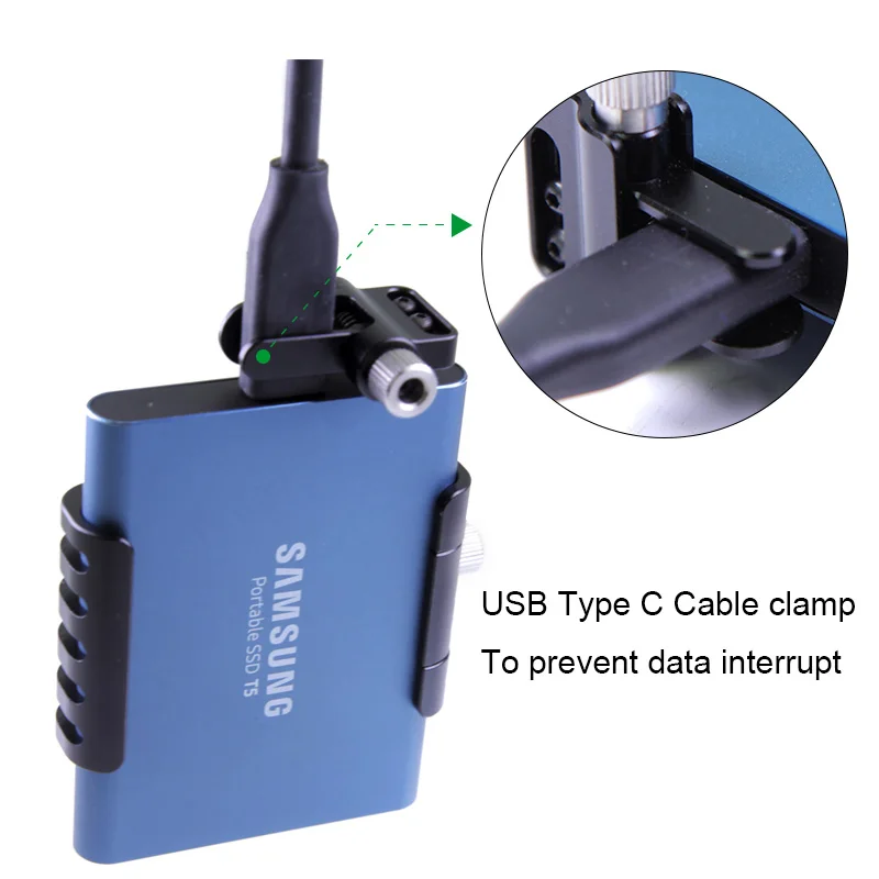 Lanparte SSD зажим для samsung T5 для BMPCC 6K 4K камеры с usb type C Кабельный зажим и Холодный башмак крепление и 1/4-20 ''винт