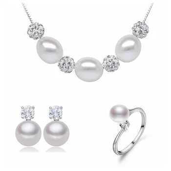 

Real freshwater pearl jewelry set women natural pearl sets 925 sterling silver jewelry girl birthday engagement gift 3-X2-E3-J5