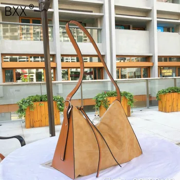 

[BXX] PU Leather Solid Color Shoulder Pillow Bags For Women 2020 Large Capacity Travel Handbags Lady Simple Female Elegant a108