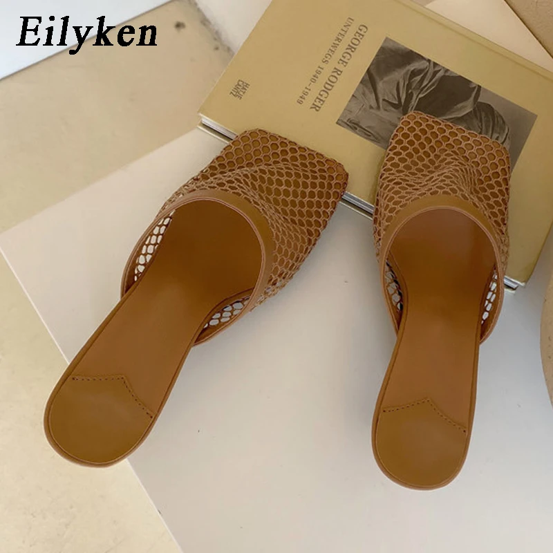 Eilyken/модные пикантные туфли без задника с квадратным носком из сетчатого
