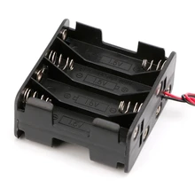 12V положительный и отрицательный двойной AAx8 открытый держатель батареи коробка с проводами