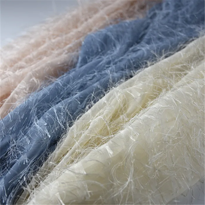 50 см* 150 см простой и кисточкой из перьев шифоновая жаккардовая ткань DIY модная ткань для платья
