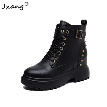 

JXANG 2020 Spring boots, women's shoes, fashionable women's boots, thickened non-slip zippers, increased casual women's boots
