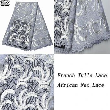

H&Q Beautiful Turkey White Lace French Tulle Lace 2020 Sequins Lace African Net Lace Fabric Beaded Lace Fabrics Nigerian Lace