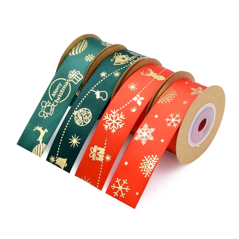 

(5 yards /roll) 25mm Christmas tree decoration snowflake ribbon lace DIY hair accessories gift wrapping material