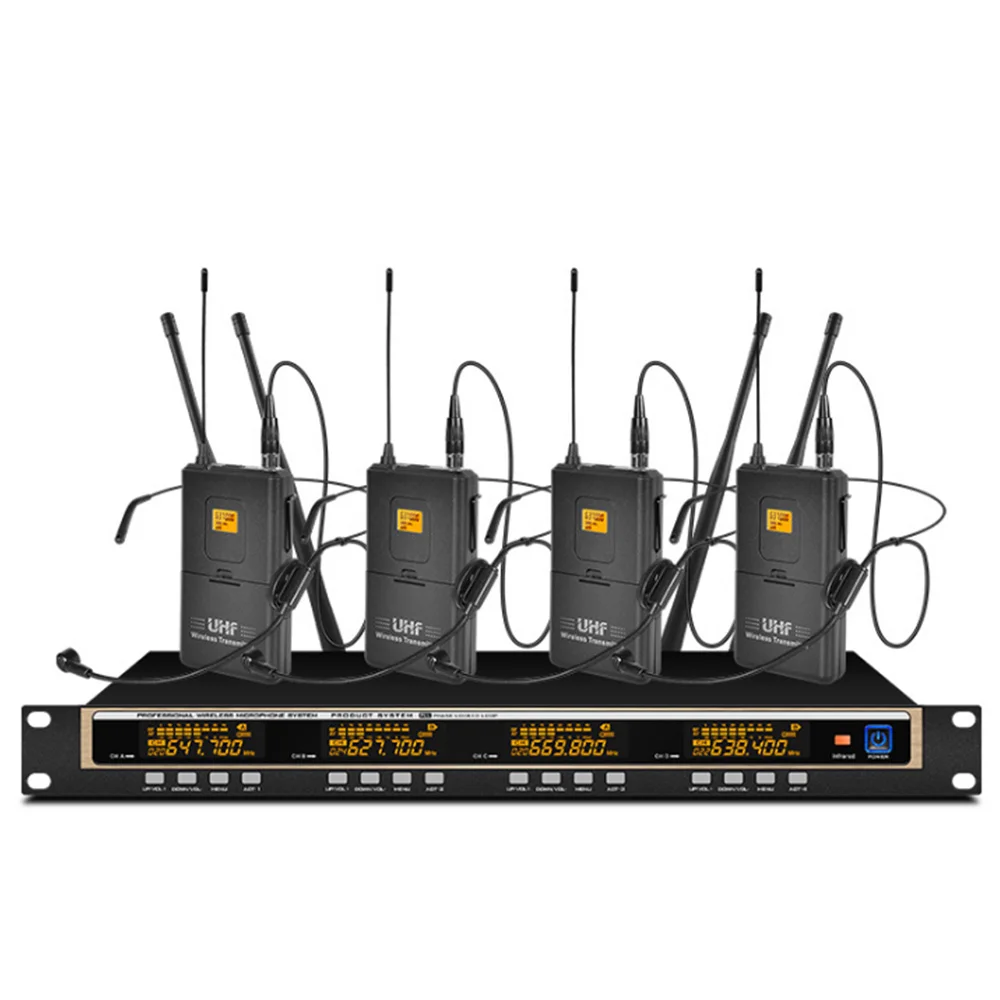 

Orban professional UHF wireless microphone system four headset microphones for stage performance microphone wireless