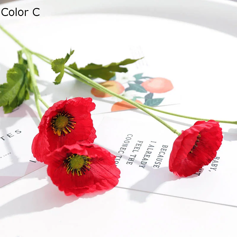 

New garden decor Poppy flower silk Artificial flowers table arrange party Decoration flores s fleurs artificielles