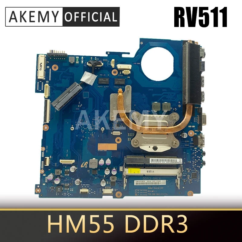 AKEMY для ноутбука материнская плата SAMSUNG RV511 BA92-07701A BA41-01432A HM55 DDR3 Бесплатная радиатор