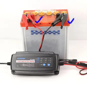 

Foxsur 12V 2A 4A 8A 7-Segment Smart Car Battery Charger 7 Charge Stages Automatic Charging Protects Your Battery 1 Set