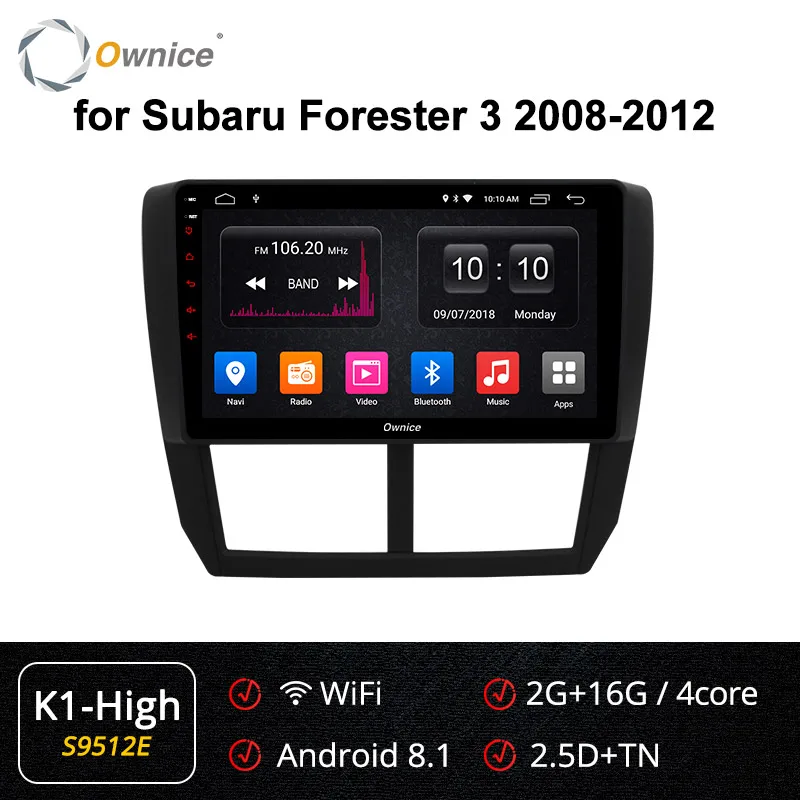 Ownice K1 K2 Octa 8 Core 2 din Android 8,1 автомобильный DVD Радио DVD плеер с JPS и навигацией радио для Subaru Forester 3 XV WRX 2008 2009 - Цвет: S9512 K1-High