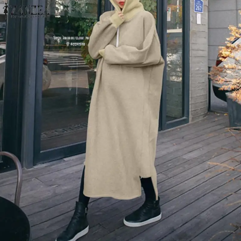Autumn Hoodies Sweatshirt Dress ZANZEA 
